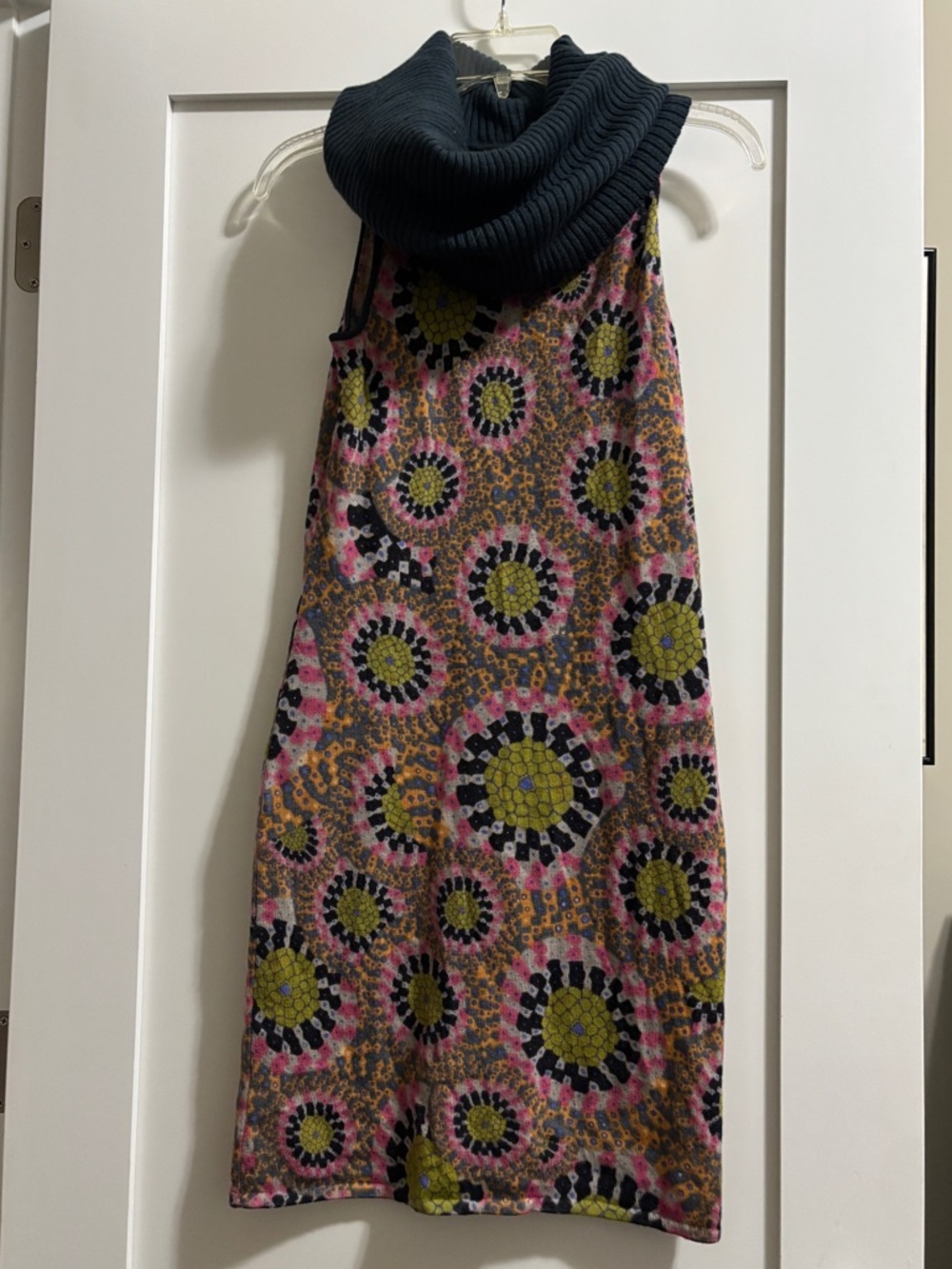 Catherine Malandrino Cowl Neck Sleeveless Circle-Print Mini Skirt Small Petite